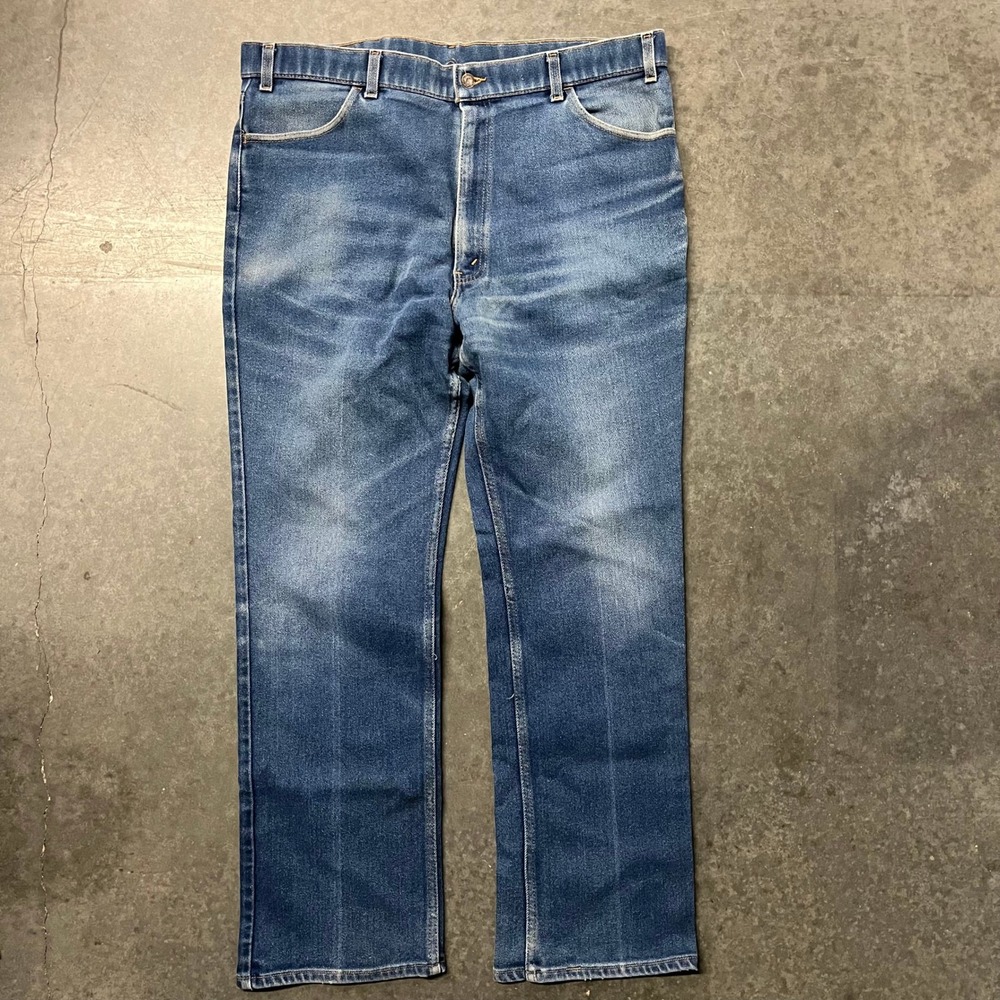 Vintage Levis 614 Orange Tab Jeans Mens 42x32 Made in USA Blue Straight Leg 80s